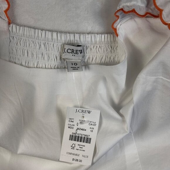 J.Crew Womens White Dress Sleeveless Maxi Dress Ruffle Trim Smocked Back Sz10 - Picture 6 of 13